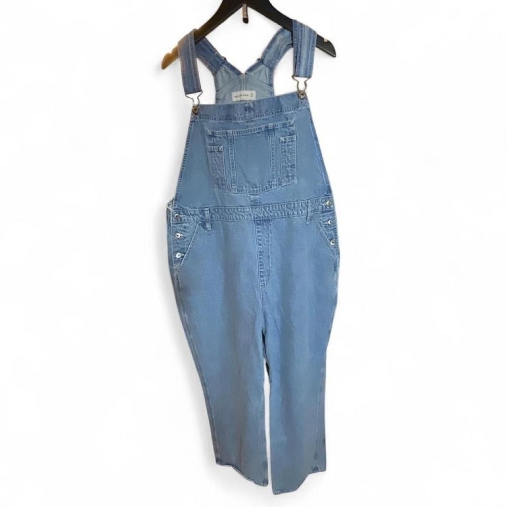 Abercrombie & Fitch Denim‎ Overalls Women's XL Blue Light Wash Relaxed 90s Style